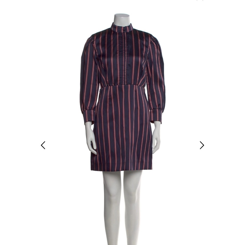 NWT Sandro Paris Striped Dress Women Size 36 Navy Blue French Chic Professional - Picture 12 of 13